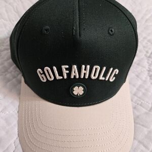 BLACK CLOVER Golfaholic Dark Green and Tan Cap